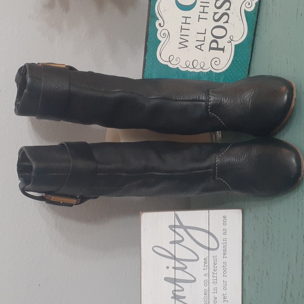 CHLOE BLACK LESTHER WEDGE BOOTS SZ 38 EUR